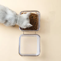 HKM-2196669 Elevated Pet Bowl with Oblique Mouth Design for Neck Support - Gold-Plated Iron & ABS Material