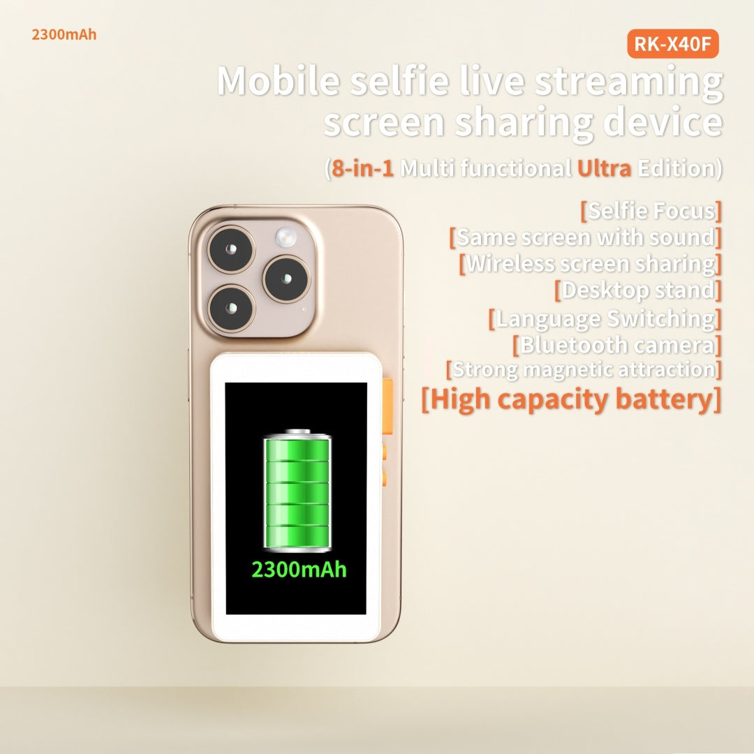 HKM-219667 Eight-in-One Mobile Selfie Screen Sharing Device with Adjustable Display and Bluetooth Camera