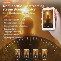 HKM-219667 Eight-in-One Mobile Selfie Screen Sharing Device with Adjustable Display and Bluetooth Camera
