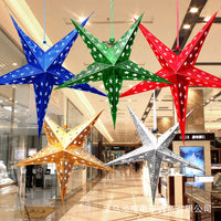 HKM-219731 Five-Pointed Star Christmas Ornaments in Gold, Red, Blue, Green, Silver - 30cm, 45cm, 60cm