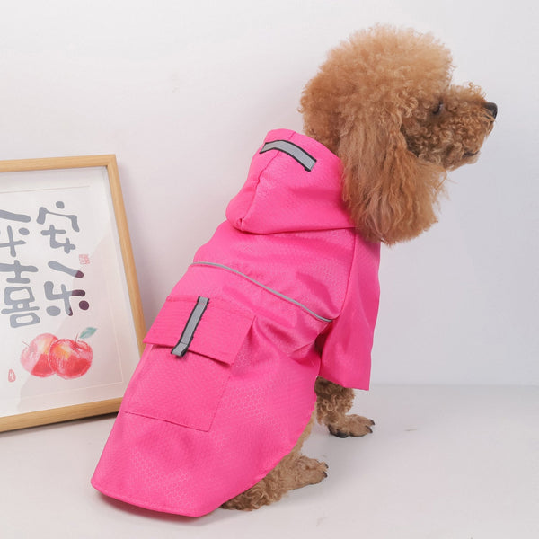 HKM-2198077 Reflective Waterproof Dog Raincoat for Small Pets - Casual Polyester Coat in Multiple Colors