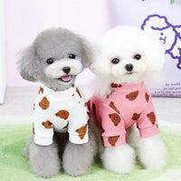 HKM-2201021 Small Dog Spring and Summer Casual Clothing in White, Blue, and Pink - Multiple Sizes Available