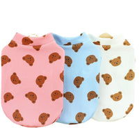 HKM-2201021 Small Dog Spring and Summer Casual Clothing in White, Blue, and Pink - Multiple Sizes Available