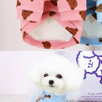 HKM-2201021 Small Dog Spring and Summer Casual Clothing in White, Blue, and Pink - Multiple Sizes Available
