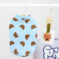 HKM-2201021 Small Dog Spring and Summer Casual Clothing in White, Blue, and Pink - Multiple Sizes Available