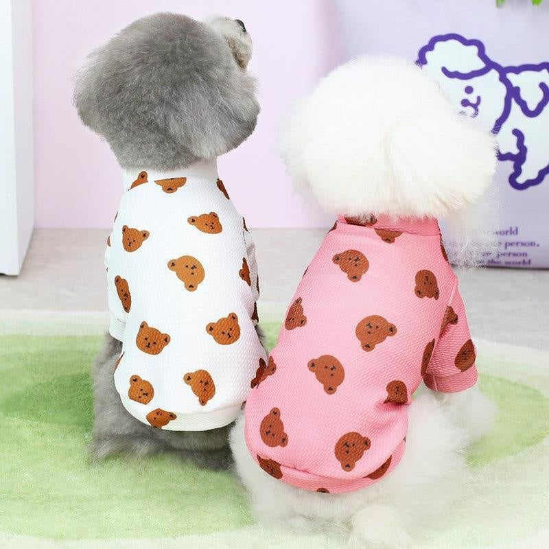 HKM-2201021 Small Dog Spring and Summer Casual Clothing in White, Blue, and Pink - Multiple Sizes Available