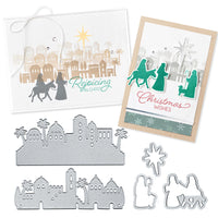 HKM-220243 Castle Village Embossing Knife Die Cutting Template - Carbon Steel, 132x135mm