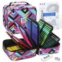 HKM-220243 Multi-Slot Coloured Pencil Set with 72/120/180 Colours in Zippered Nylon Case for Artistic Use