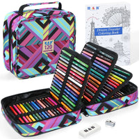 HKM-220243 Multi-Slot Coloured Pencil Set with 72/120/180 Colours in Zippered Nylon Case for Artistic Use
