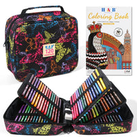 HKM-220243 Multi-Slot Coloured Pencil Set with 72/120/180 Colours in Zippered Nylon Case for Artistic Use