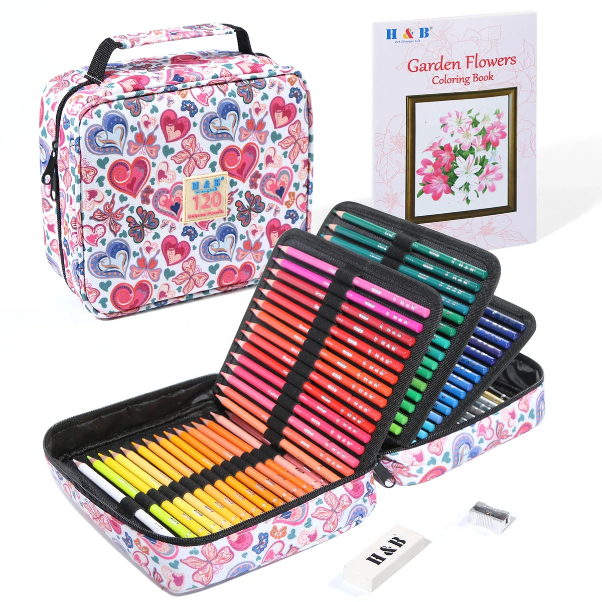 HKM-220243 Multi-Slot Coloured Pencil Set with 72/120/180 Colours in Zippered Nylon Case for Artistic Use