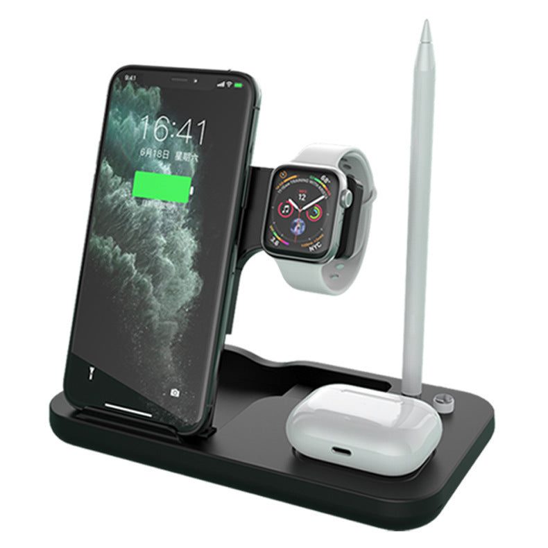 HKM-220307 15W Wireless Charger with Mobile Phone Holder, Watch and Headset Compatibility, Qi Standard, Black/White/Green