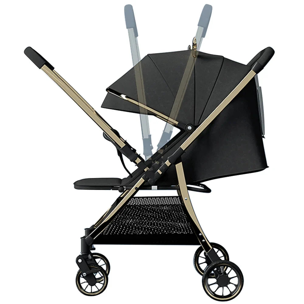 HKM-220307 Foldable Two-Way Baby Stroller with Iron Frame and Pushchair Design