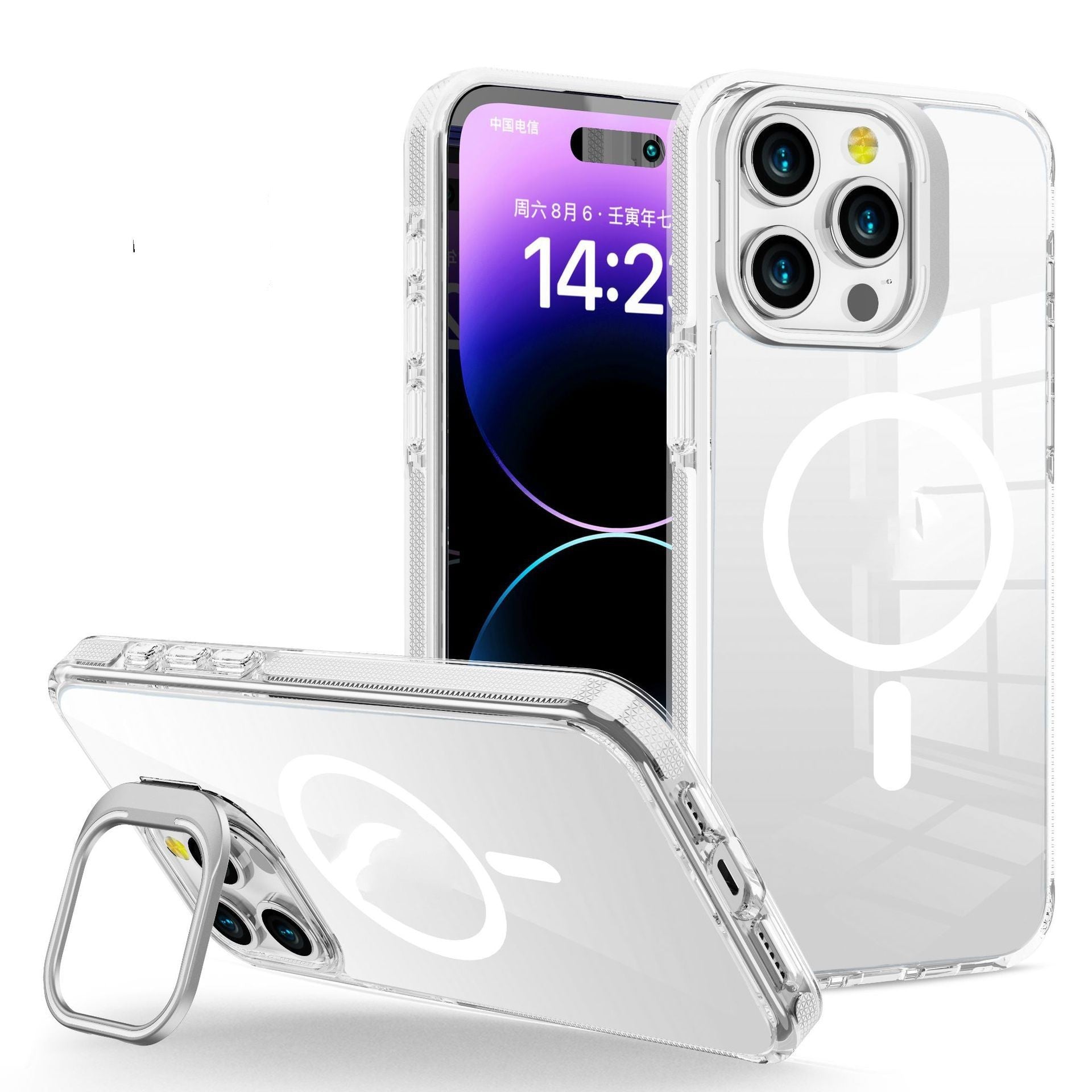 HKM-220371 Transparent Metal Invisible Frame Bracket for iPhone 11, 12, 13, 14 Series with Magnetic Suction and Anti-Fingerprint Features