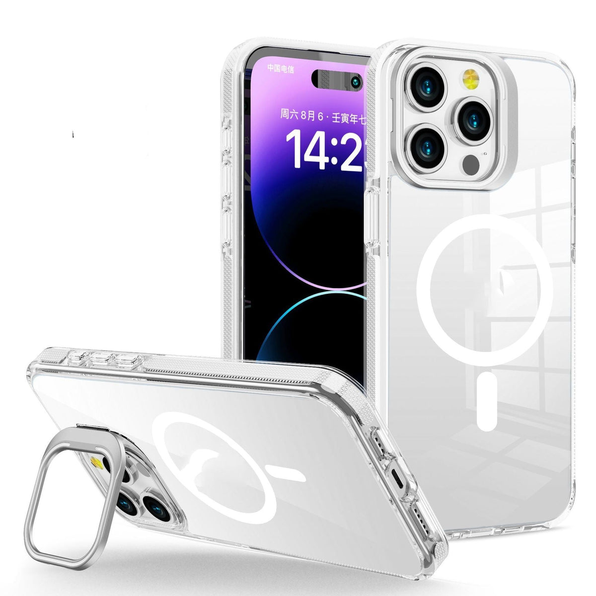 HKM-220371 Transparent Metal Invisible Frame Bracket for iPhone 11, 12, 13, 14 Series with Magnetic Suction and Anti-Fingerprint Features