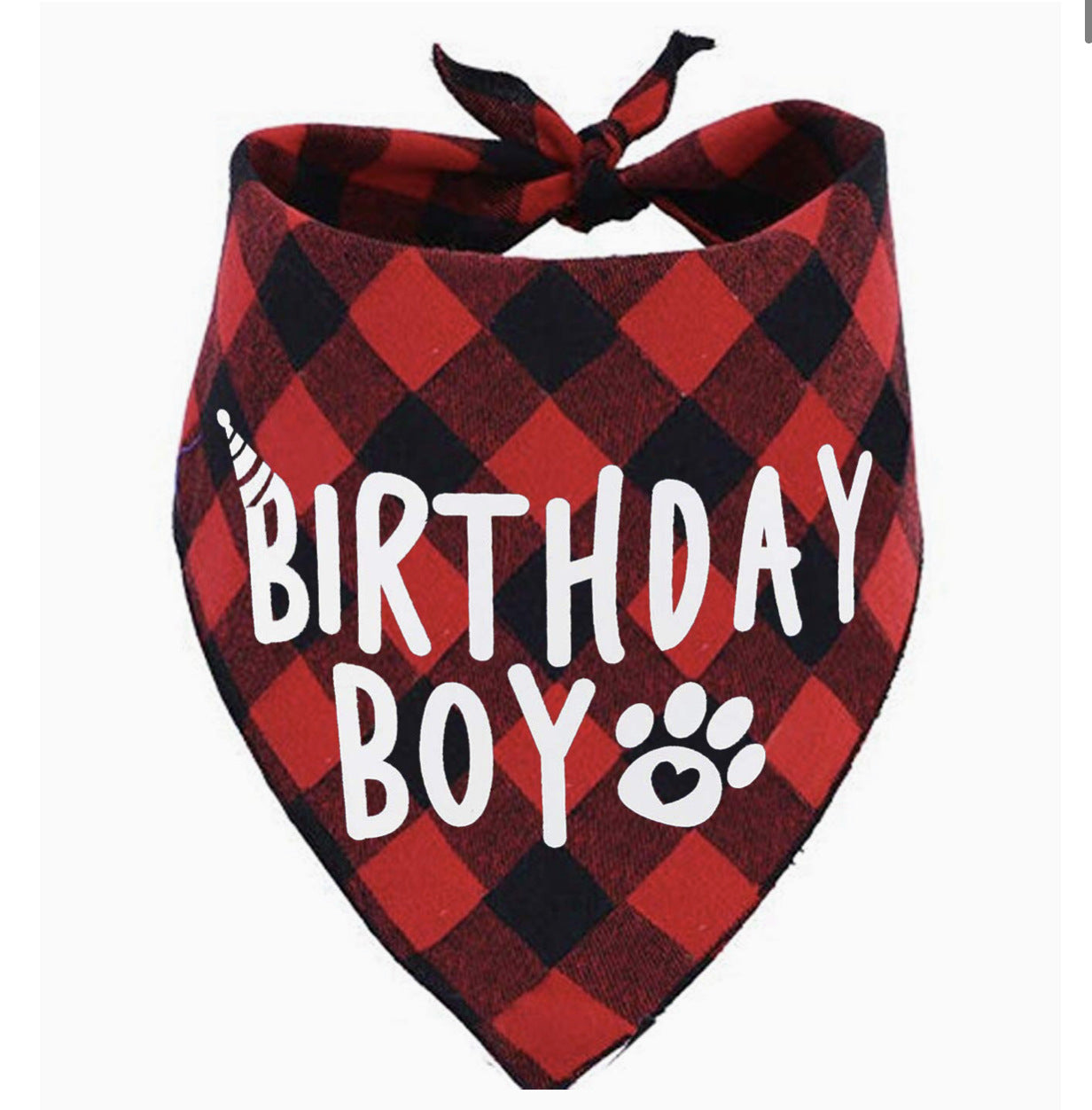 HKM-2203837 Dog Birthday Plaid Triangle Scarf and Saliva Towel, Cotton, Customizable Size