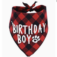 HKM-2203837 Dog Birthday Plaid Triangle Scarf and Saliva Towel, Cotton, Customizable Size