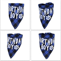 HKM-2203837 Dog Birthday Plaid Triangle Scarf and Saliva Towel, Cotton, Customizable Size