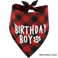 HKM-2203837 Dog Birthday Plaid Triangle Scarf and Saliva Towel, Cotton, Customizable Size