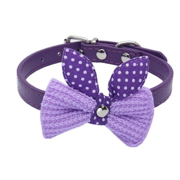 HKM-2204221 Wool Knitted Bow Pet Collar in Various Colors and Sizes