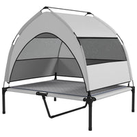 HKM-220435 Elevated Dog Bed with Removable Canopy and Cooling Pad, Portable Raised Pet Cot with Storage Bag, 42 x 30 x 37 inches