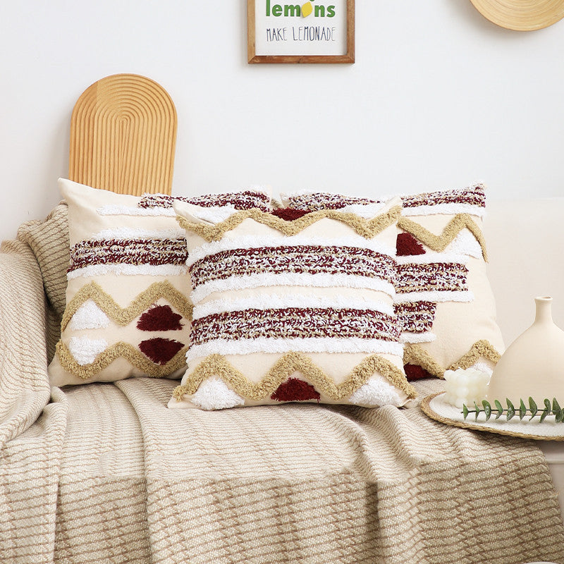 HKM-220499 Geometric Patterned Square Pillow Cushion for Bay Windows and Home Decor