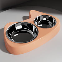 HKM-2206397 Two-in-One Slow Feeder Cat Bowl with Stainless Steel and Double Design in Multiple Colors