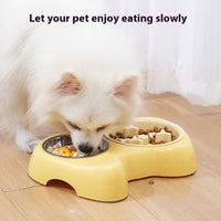 HKM-2206397 Two-in-One Slow Feeder Cat Bowl with Stainless Steel and Double Design in Multiple Colors