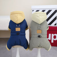 HKM-2206781 Cotton-Padded Dog Clothing for Autumn and Winter in Dark Navy Blue and Smoky Green