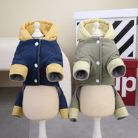 HKM-2206781 Cotton-Padded Dog Clothing for Autumn and Winter in Dark Navy Blue and Smoky Green