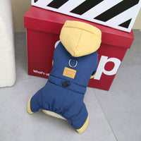 HKM-2206781 Cotton-Padded Dog Clothing for Autumn and Winter in Dark Navy Blue and Smoky Green