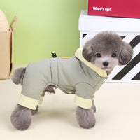 HKM-2206781 Cotton-Padded Dog Clothing for Autumn and Winter in Dark Navy Blue and Smoky Green