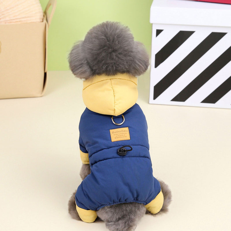 HKM-2206781 Cotton-Padded Dog Clothing for Autumn and Winter in Dark Navy Blue and Smoky Green