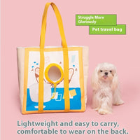 HKM-2207677 Portable Breathable Canvas Pet Travel Bag with Animal Pattern