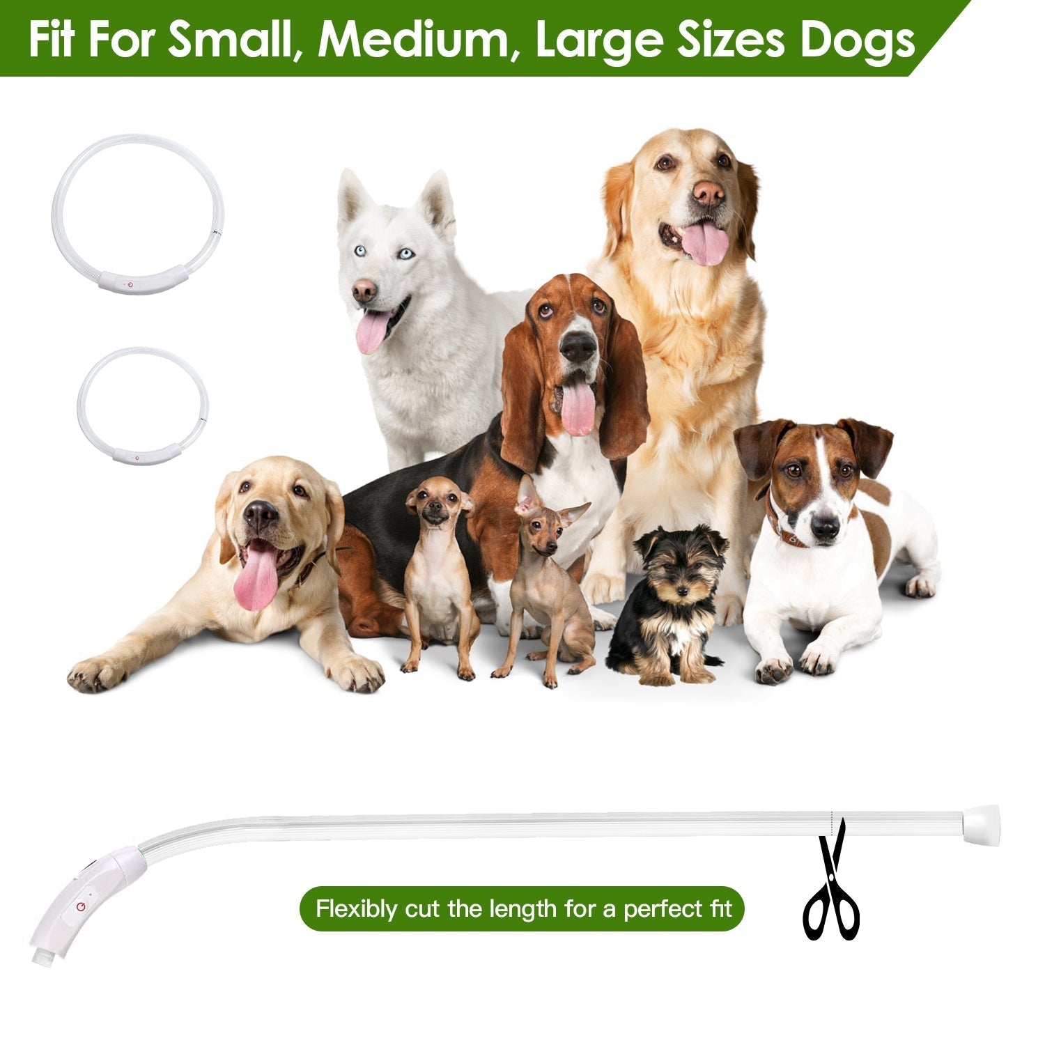 HKM-2208189 LED Rechargeable Multi-Color Dog Safety Collar with Adjustable Length for Night Walking