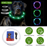 HKM-2208189 LED Rechargeable Multi-Color Dog Safety Collar with Adjustable Length for Night Walking