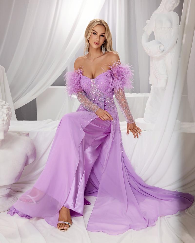 HKM-220819 Elegant Purple Evening Gown for Women - Style EZ25155