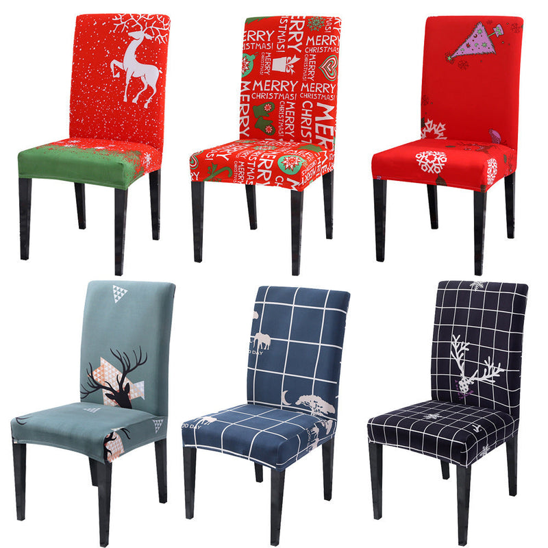 HKM-220883 Universal Christmas Elastic Chair Cover in Festive Designs - Polyester and Spandex Blend