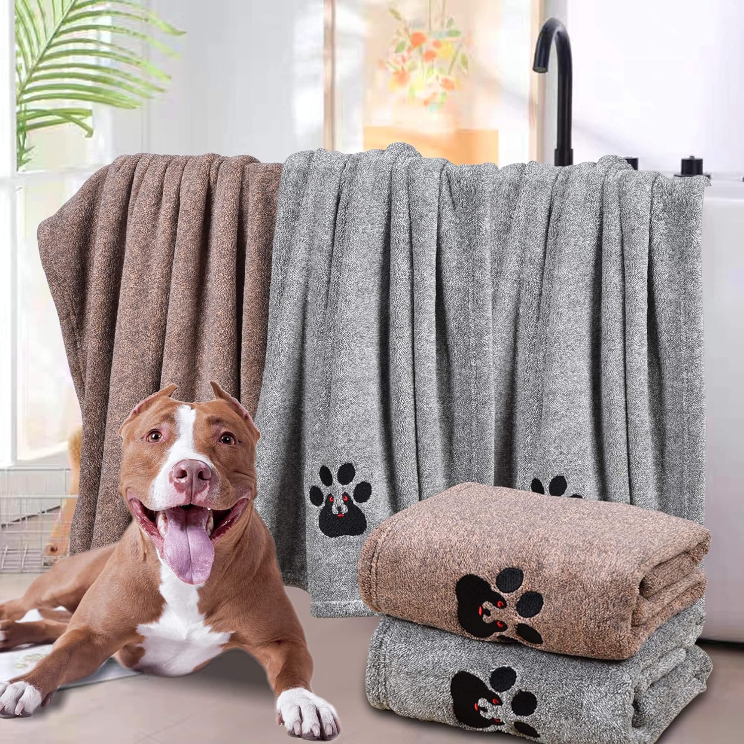 HKM-2209469 Super Absorbent Microfiber Dog Bath Towel - Ideal for Fast Drying Small Pets