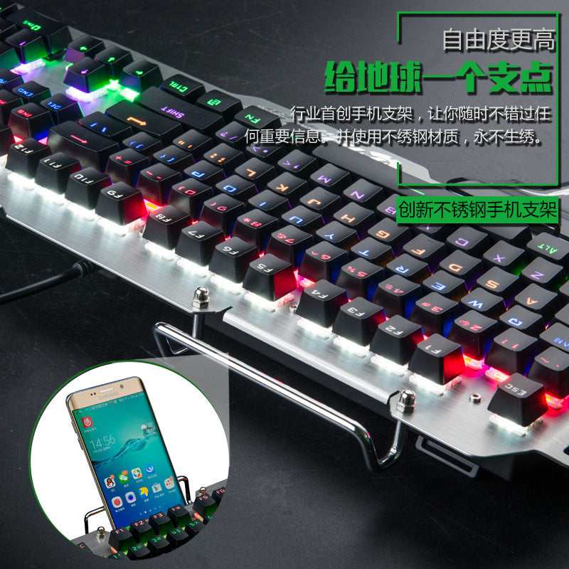 HKM-220947 Illuminated Metal Mechanical Gaming Keyboard with Wired Connectivity