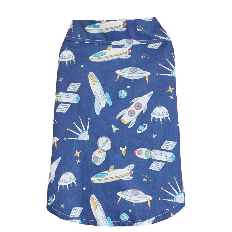 HKM-2210365 Comfortable Blue Dog Shirt for Pets - Polyester Fiber, Sizes S to XL