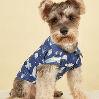 HKM-2210365 Comfortable Blue Dog Shirt for Pets - Polyester Fiber, Sizes S to XL