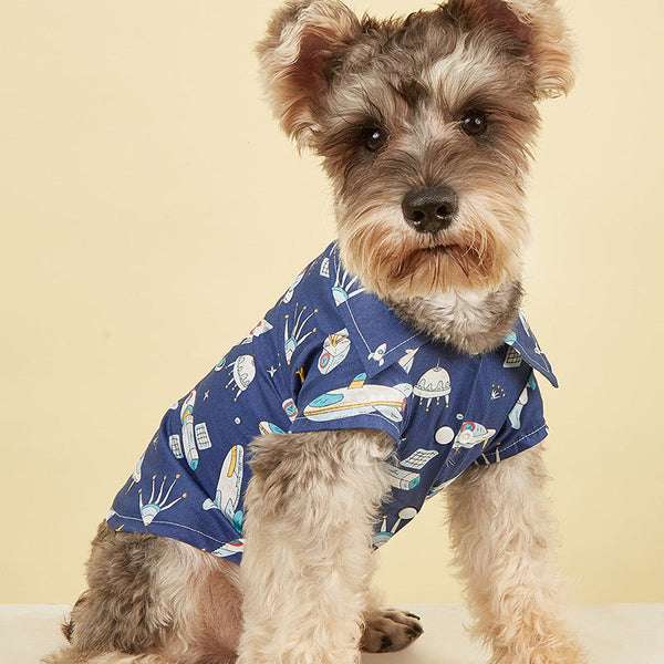 HKM-2210365 Comfortable Blue Dog Shirt for Pets - Polyester Fiber, Sizes S to XL