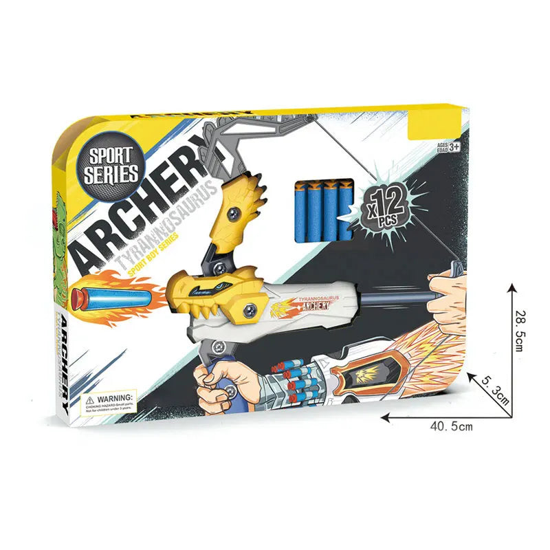HKM-221075 Soft Dart Bow and Arrow Target Game for Kids Ages 2-7 - Outdoor Sports Fun