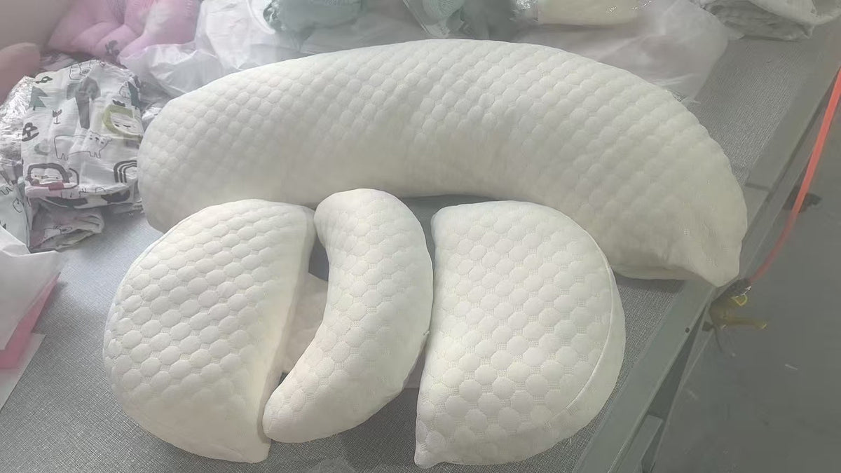 HKM-221075 Water Cube Pure Cotton Pregnancy Pillow – H-Type U-Type Dual-Use Design with Polyester Fiber Filling