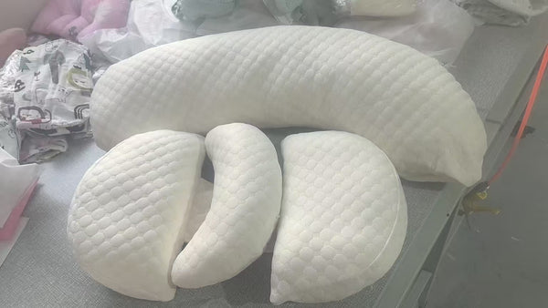 HKM-221075 Water Cube Pure Cotton Pregnancy Pillow – H-Type U-Type Dual-Use Design with Polyester Fiber Filling