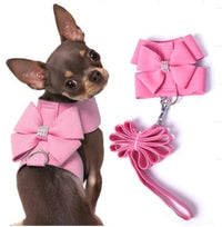 HKM-221139 Bling Rhinestone Dog Harness in Pink, Blue, and Orange - Soft Microfiber Fabric for Small to Medium Dogs