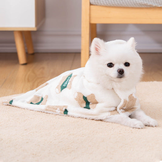 HKM-2211645 Cappuccino Bear Cat Cloak Robe for Autumn and Winter - Casual Pet Clothing in Sizes S, M, L