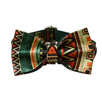 HKM-2211773 Bohemian Green Bottom Bowknot Pet Leash and Collar Set for Dogs, Adjustable Size S-XL