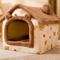 HKM-2212029 Foldable Self-Warming Pet Bed with Durable Bottom - Enclosed Cozy Shelter for Dogs and Cats